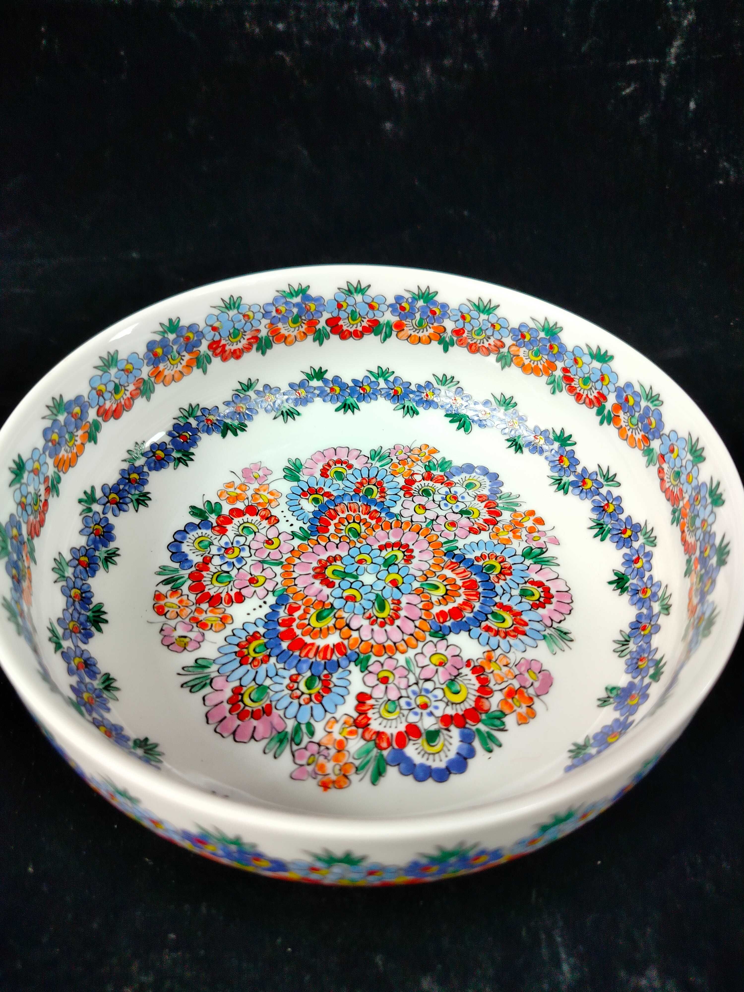 Cepelia Opole ręcznie malowana miska talerz głęboki porcelana kwiaty
