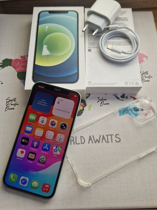Iphone 12 pistacjowy 128gb, etui i szkło stan bdb