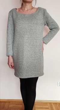 Ciepła szara sukienka/tunika/dłuższy sweter, rozmiar M/L