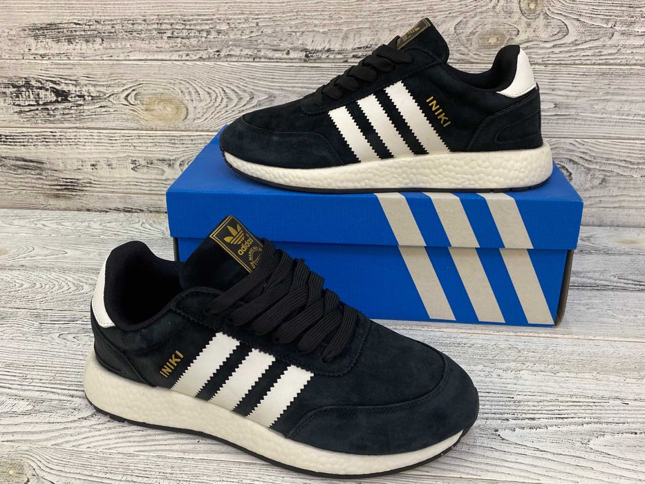 Замшеві кросівки Adidas Iniki Runner Black Адідас Ініки Розміри 36-37