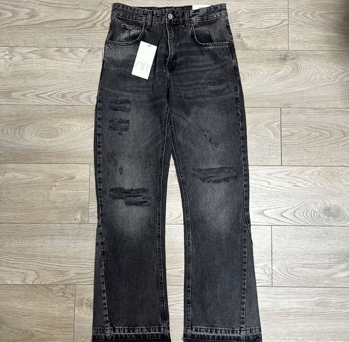zara flared jeans zip