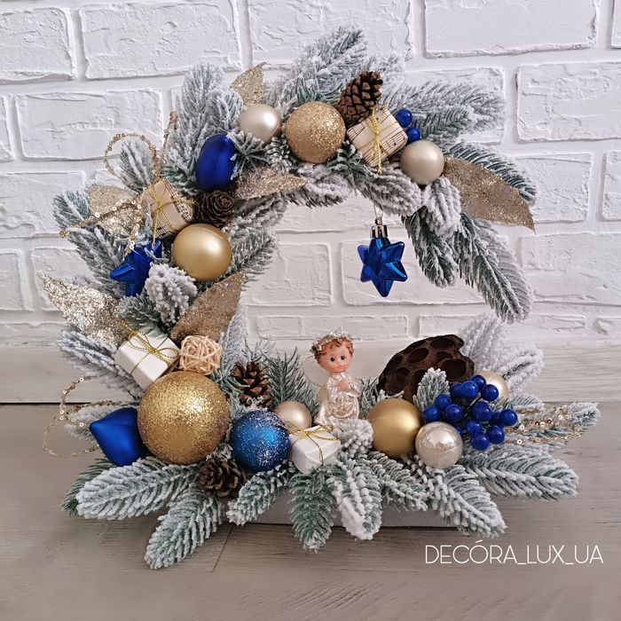 Новорічний підсвічник, різдвяний віночок, новорічний декор, різдвяний