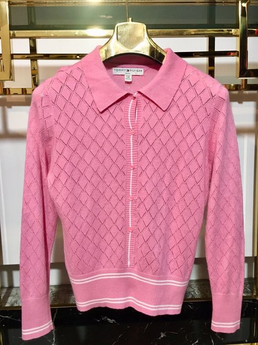 Oryginalny różowy sweter Tommy Hilfiger L th polo bluza