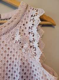 Bluzka damska koronkowa, różowa, rozmiar 36