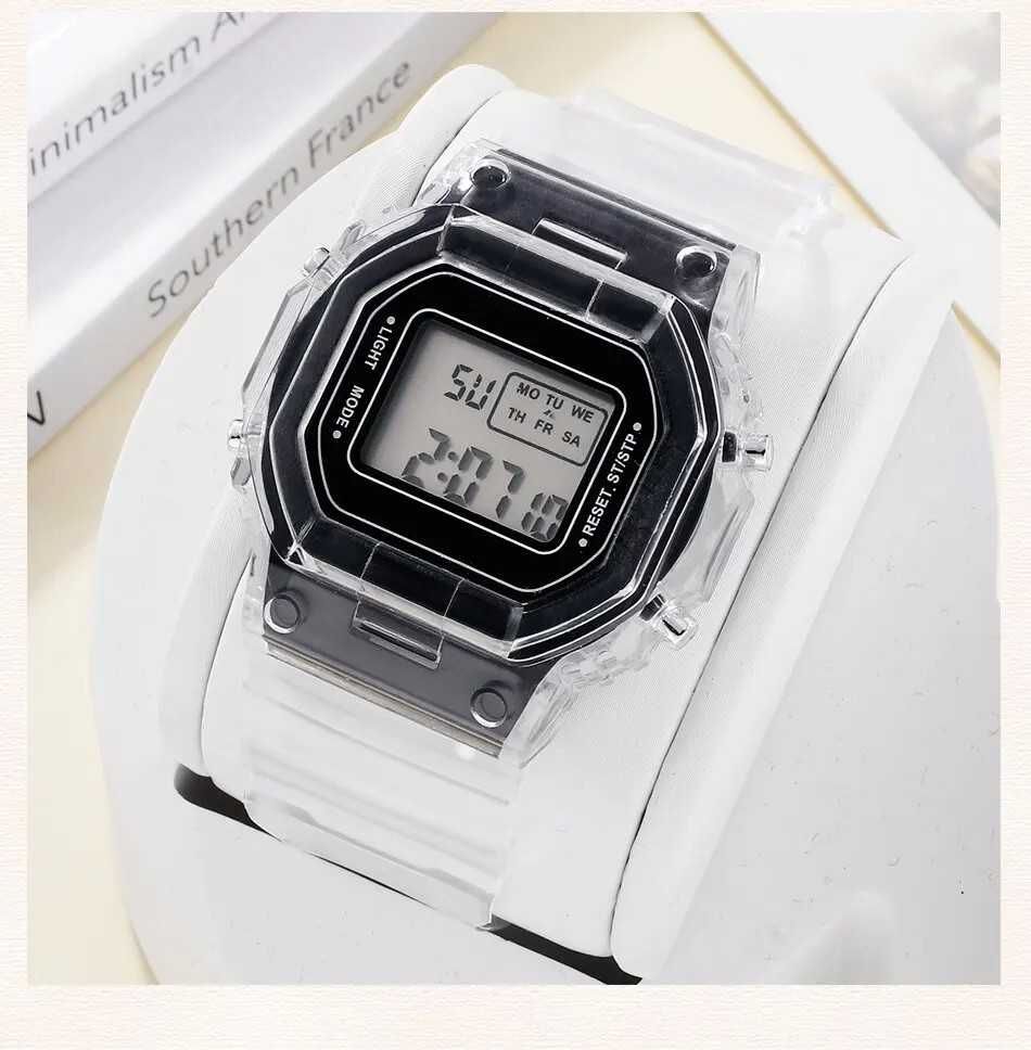 Sportowy zegarek elektroniczny retro  czarno-szare cyfrowe zegarki LED