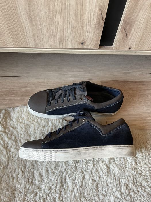 Brązowe czarne superstar męskie wiązane trampki tenisówki skóra buty