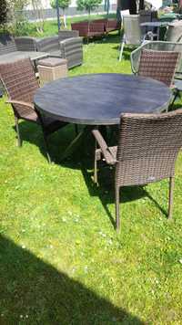 Stół ogrodowy okrągły + 3 krzesła