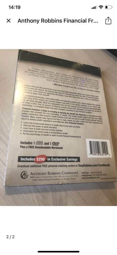 Anthony Robbins Financial Freedom DVD nowy w folii