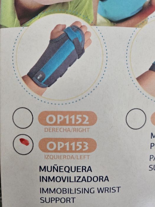 Tala imobilizadora criança mão pulso 2 aos 12 anos