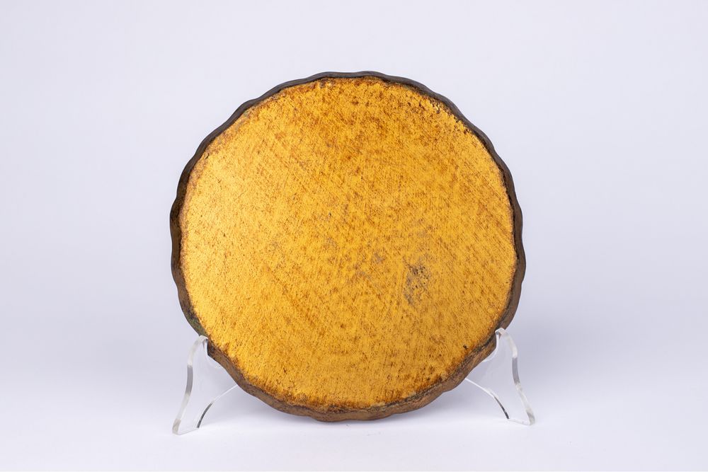 Taca włoska drewniana ręcznie zdobiona vintage Italy