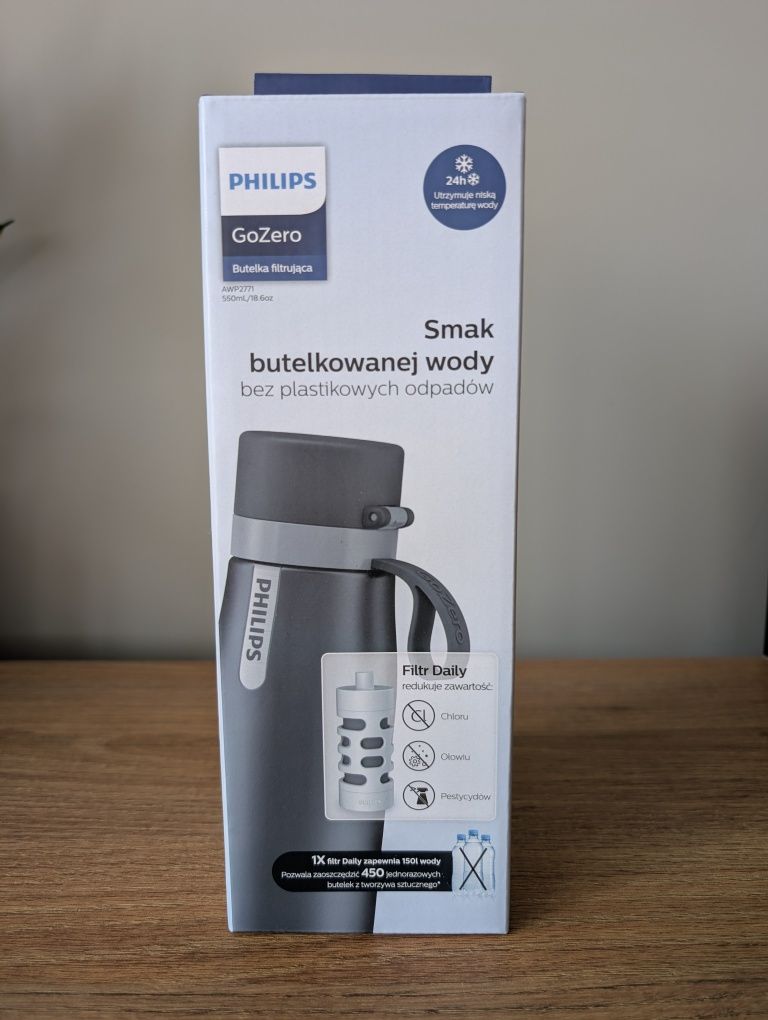 Philips GoZero butelka filtrująca 550 ml – nowa, zapakowana, z filtrem
