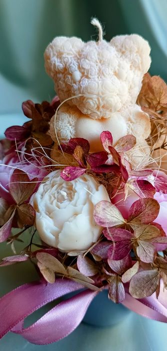 Świece sojowe z misiem w kubeczku ceramicznym