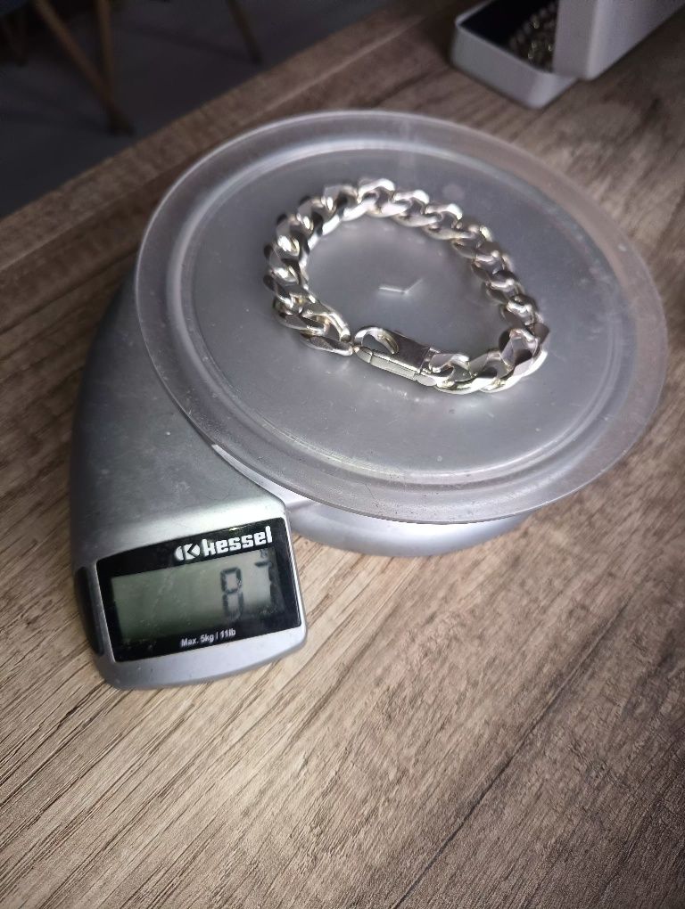 Srebrny łańcuszek i bransoletka pancerka 925 332 gram.