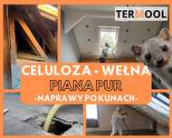 Ocieplanie Wełną, Docieplenie poddasza Celuloza, Naprawa po kunie,