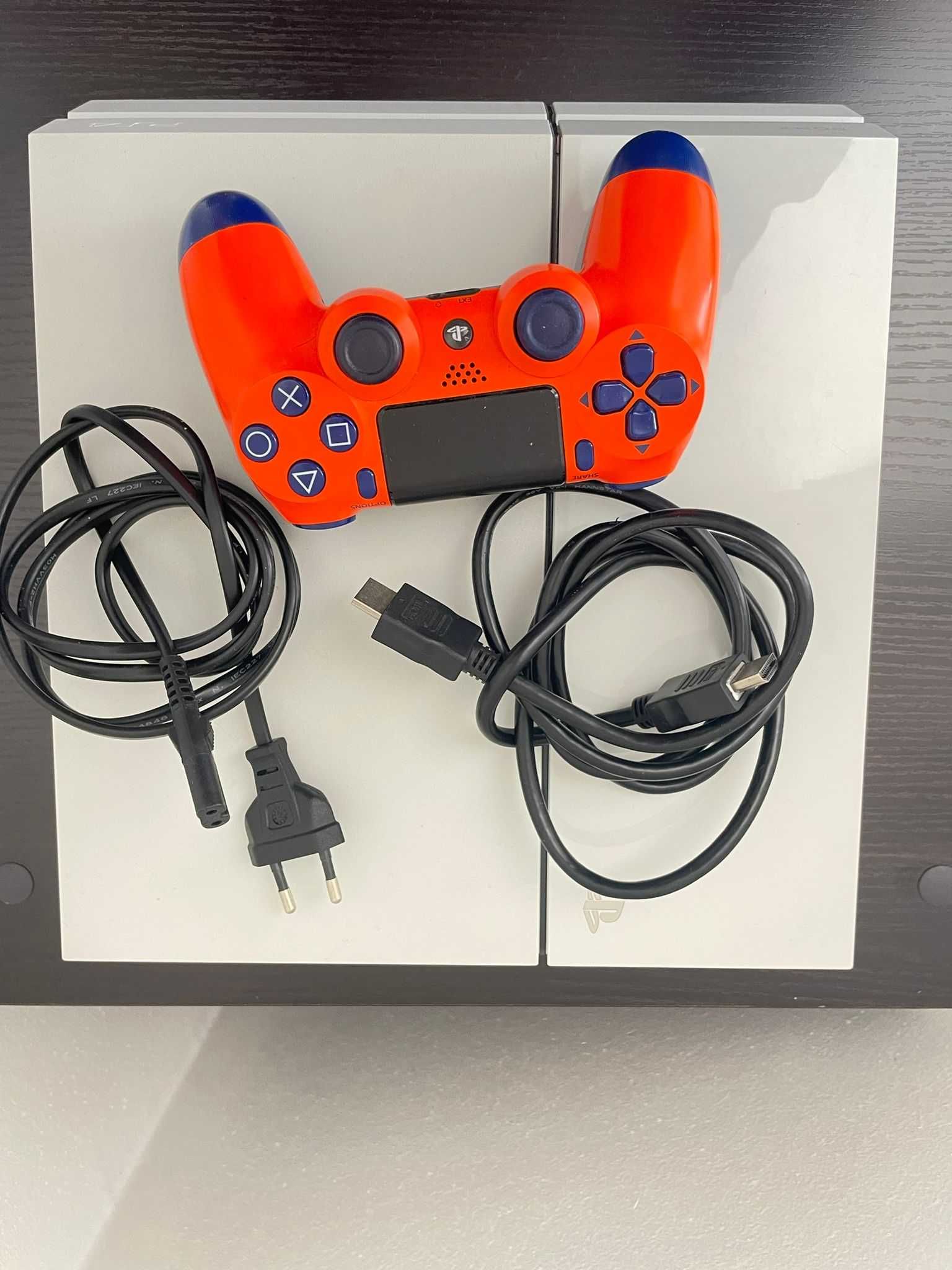 Ps4 Branca Slim 500 Gigas Comando Laranja