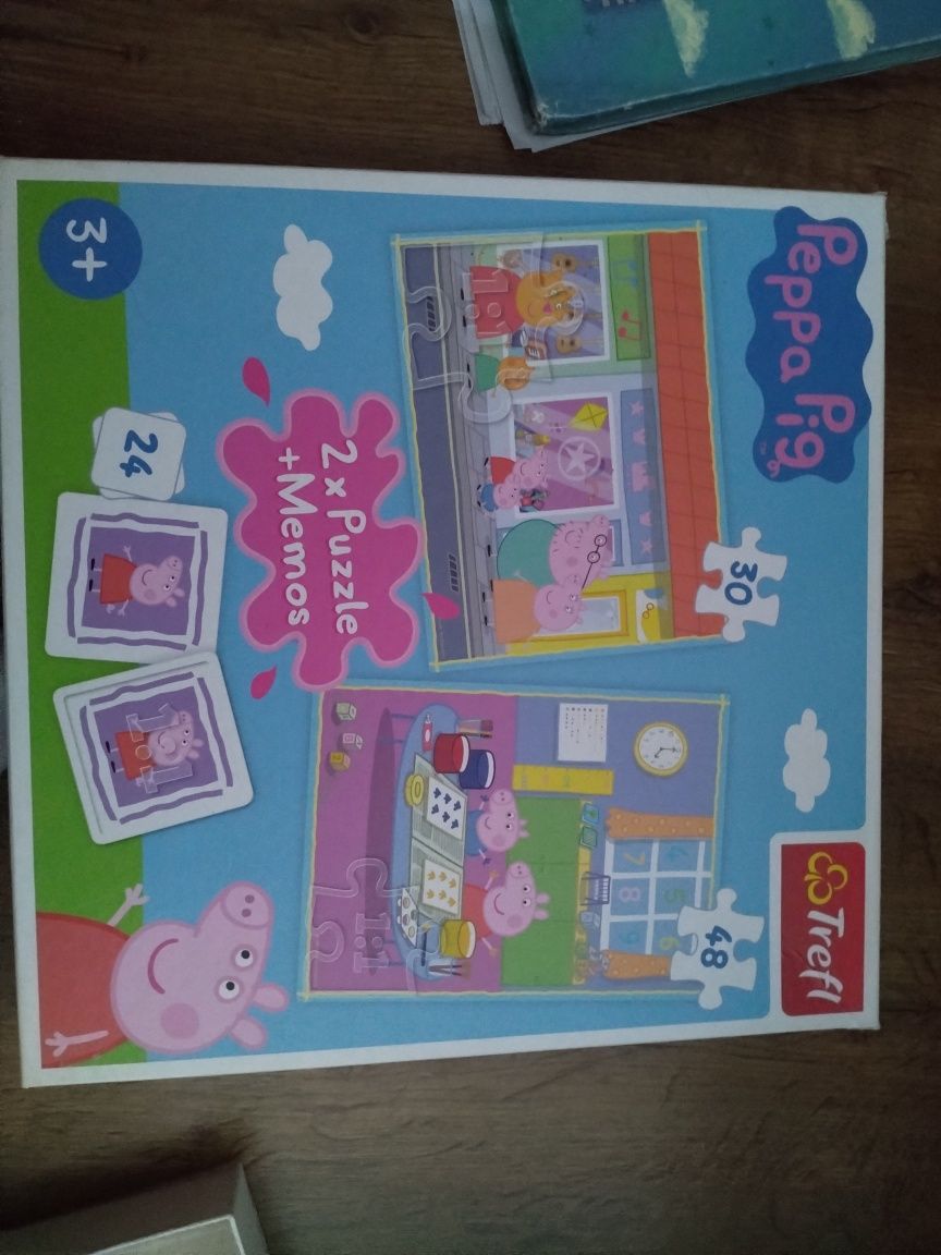 Puzzle świnka Peppa -zestaw 4 pudła + gratisy