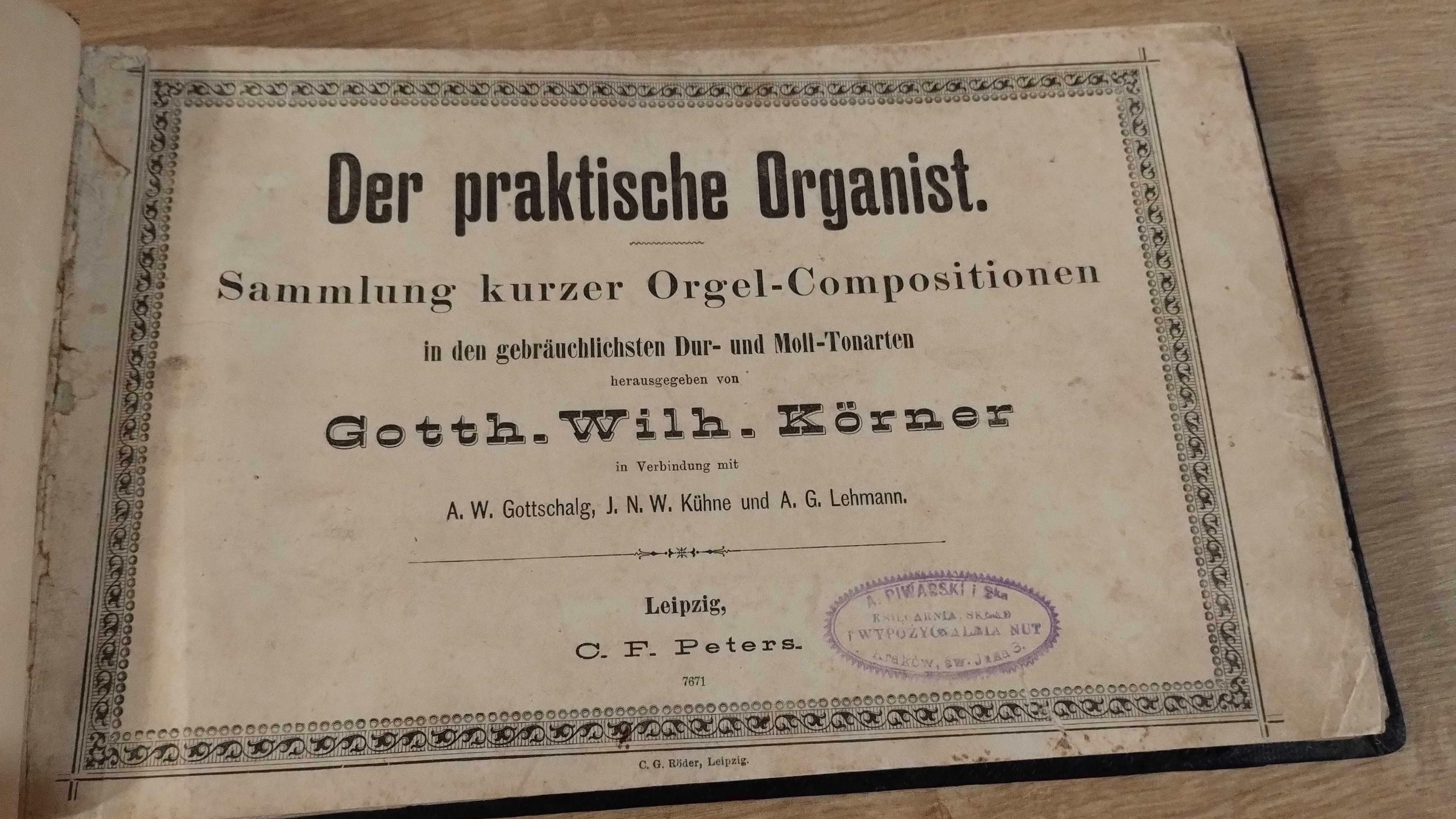 Körner Der Praktische Organist przedwojenna książka po niemiecku