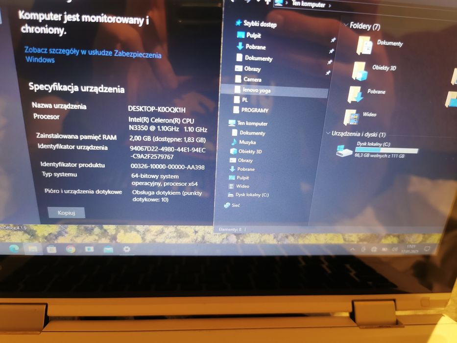 lenovo yoga 310-11iap 2 gb ram 128 gb ssd intel celeron n3350