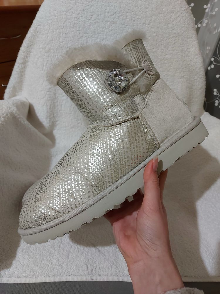 Сапоги угги ugg bailey button bling mini 41p оригинал swarovski серые