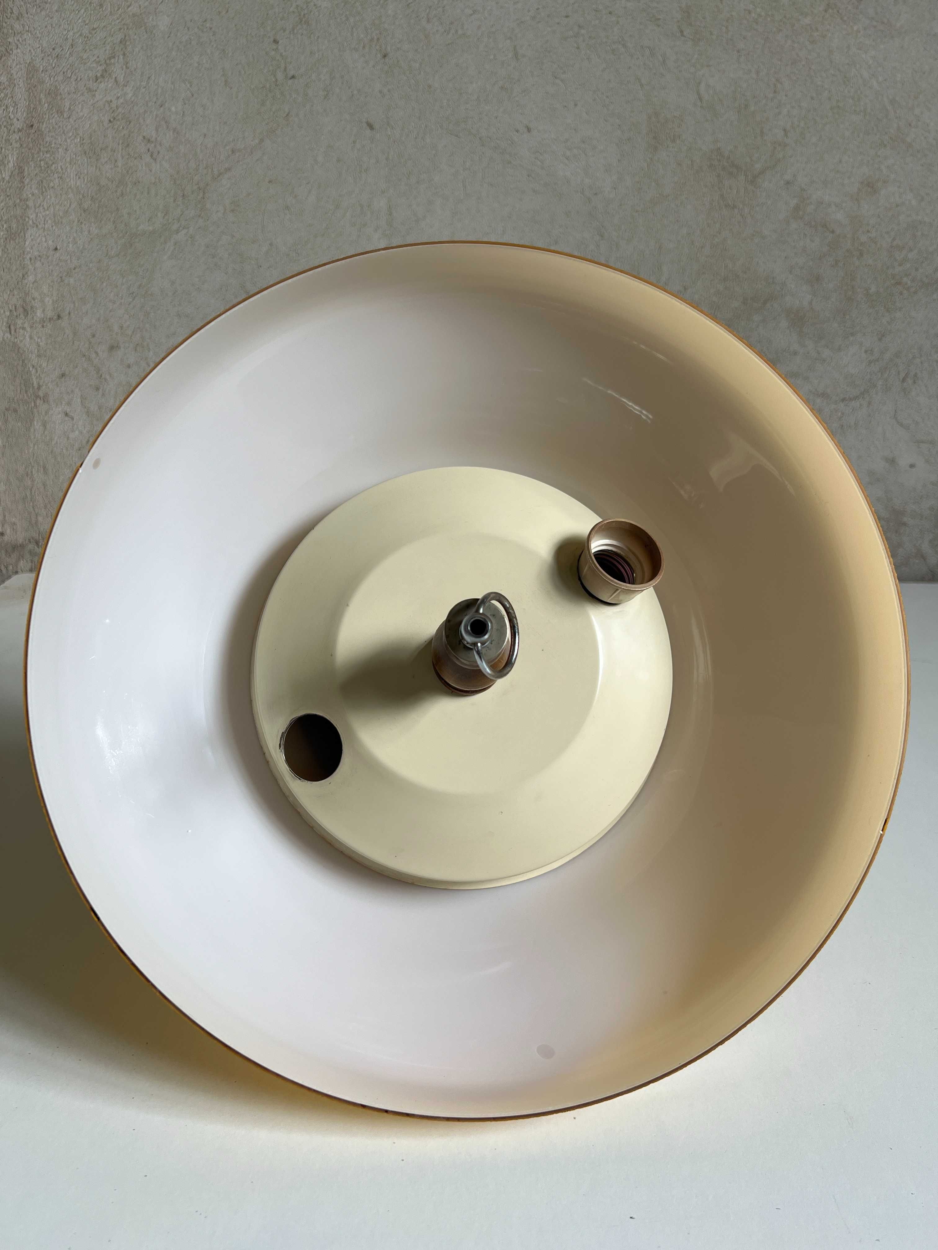 Lampa wisząca ' Space Age '/ Żyrandol PRL / Żółte szkło +drewno OKAZJA