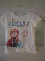 Biała bluzeczka z krótkimi rękawami, Frozen, rozm. 122cm