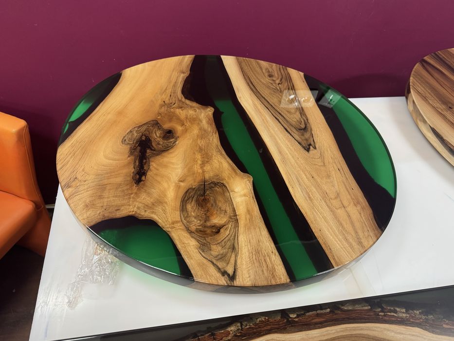 Stolik 70cm kawowy z zywicy epoksydowej