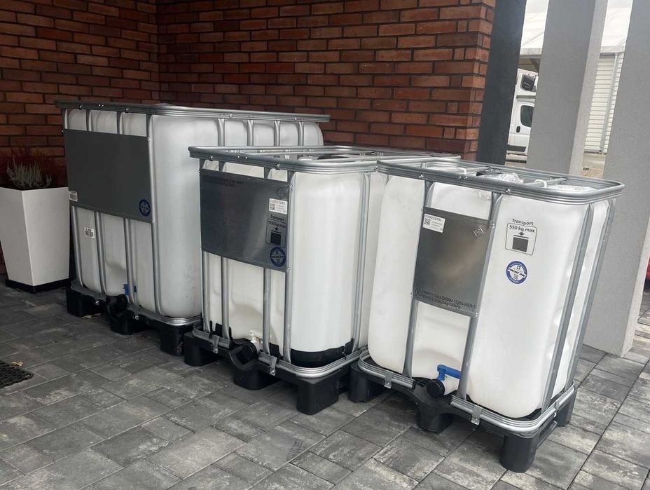 Zbiorniki ibc, paletopojemniki na wodę pitną nowe 1000L, 600L, 300L