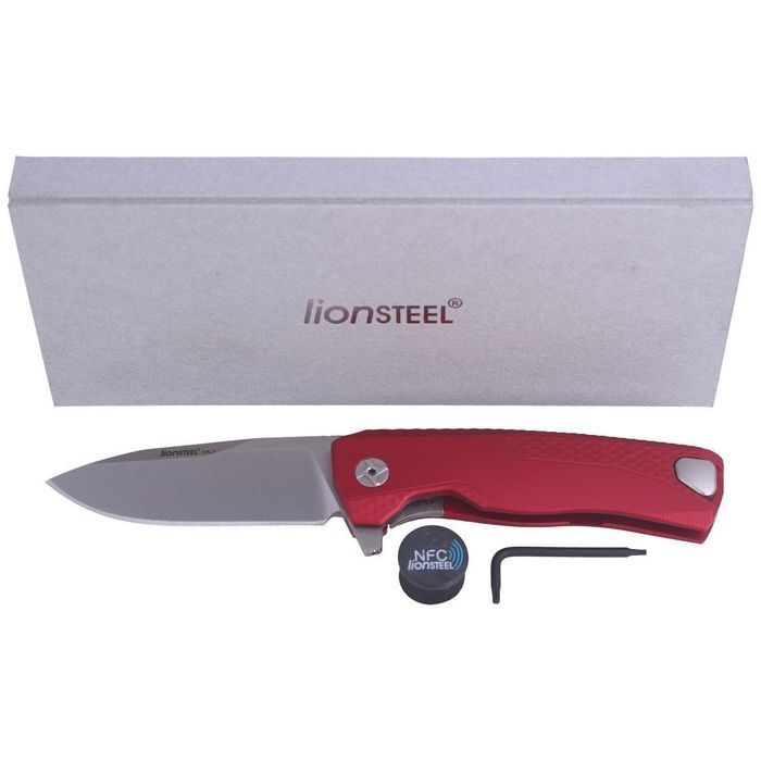 Nóż składany LionSteel ROK Red Aluminium, Satin M390 by Molletta (ROK