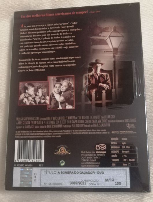 A Sombra do Caçador, de Charles Laughton - dvd SELADO - muitio raro
