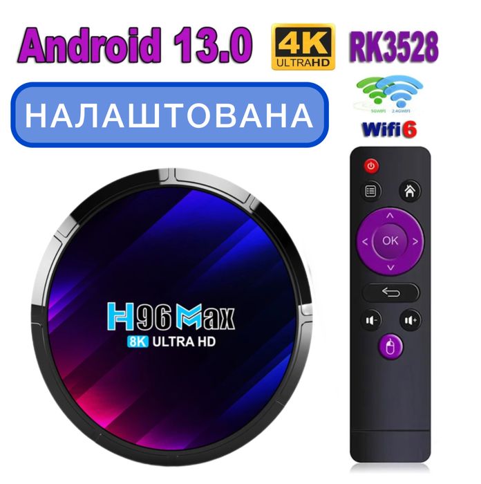 Смарт ТВ приставка H96 MAX 4/64 GB android 13. Smart TV