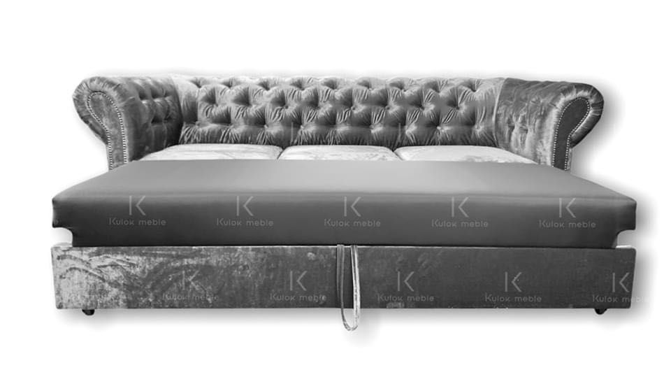Srebrna sofa Velvet nowoczesna Glamour do salonu szara MONACO