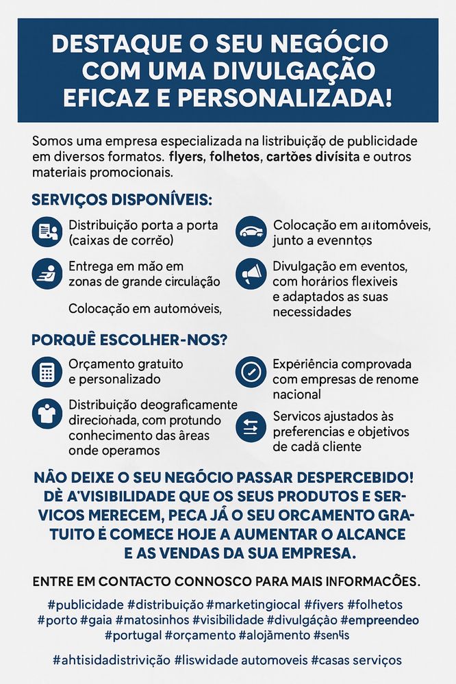 Distribuição de todo tipo de Publicidade