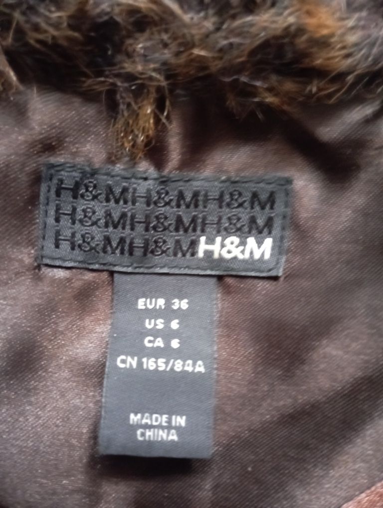 Brązowa kamizelka-futerko rozm.S H&M