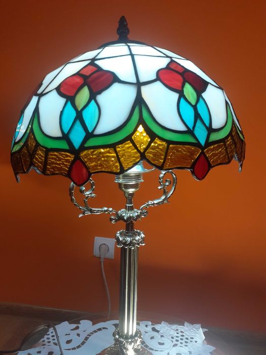 Lampa  mosiężna witraż vintage  obniżka ceny
