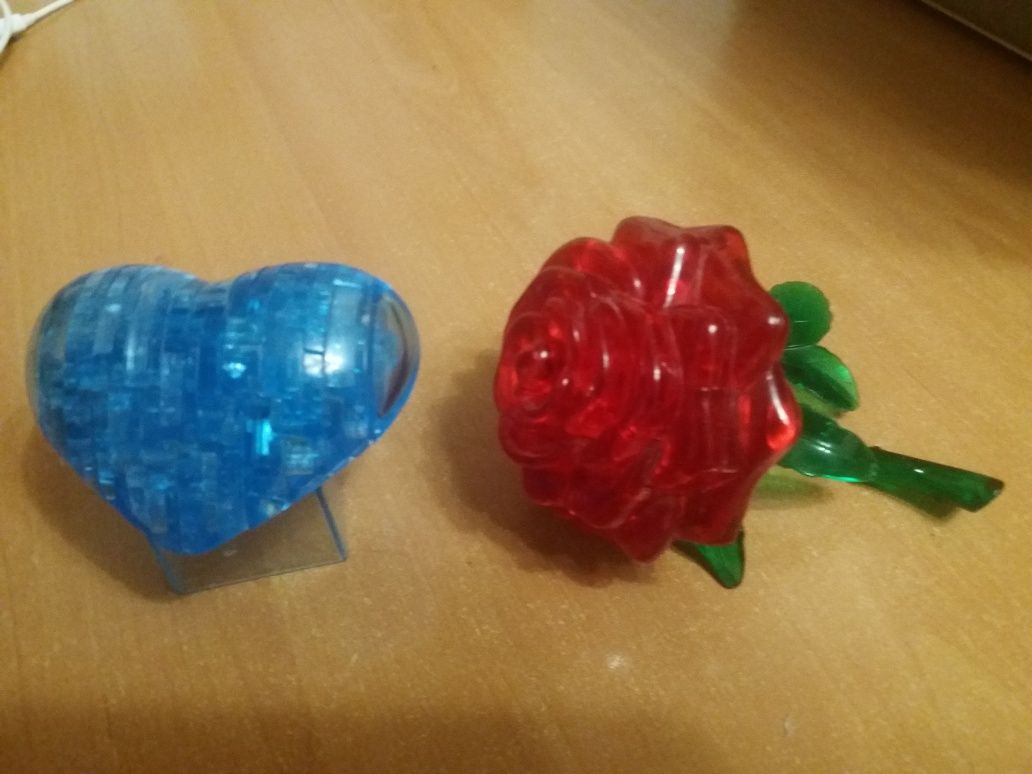 3D пазлы сердце, роза