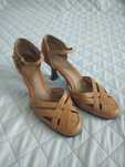 Camelowe buty, skórzane, plecione- rozm 40