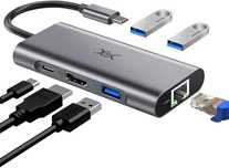 Adapter koncentratora 6in1 USB C HUB  YXwin, USB C do HDMI 4K, 6 w 1