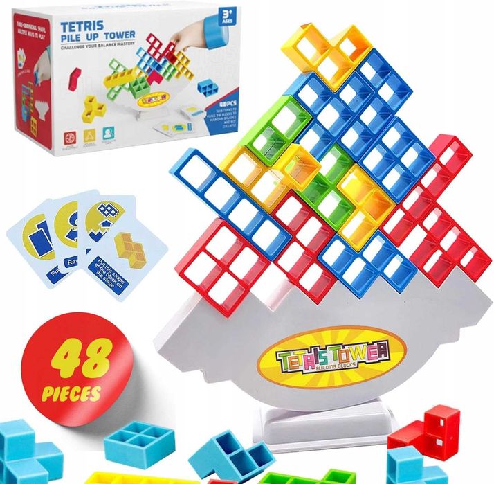 Układanka Tetris Balansujące Klocki Gra Logiczna 48 Elementów
