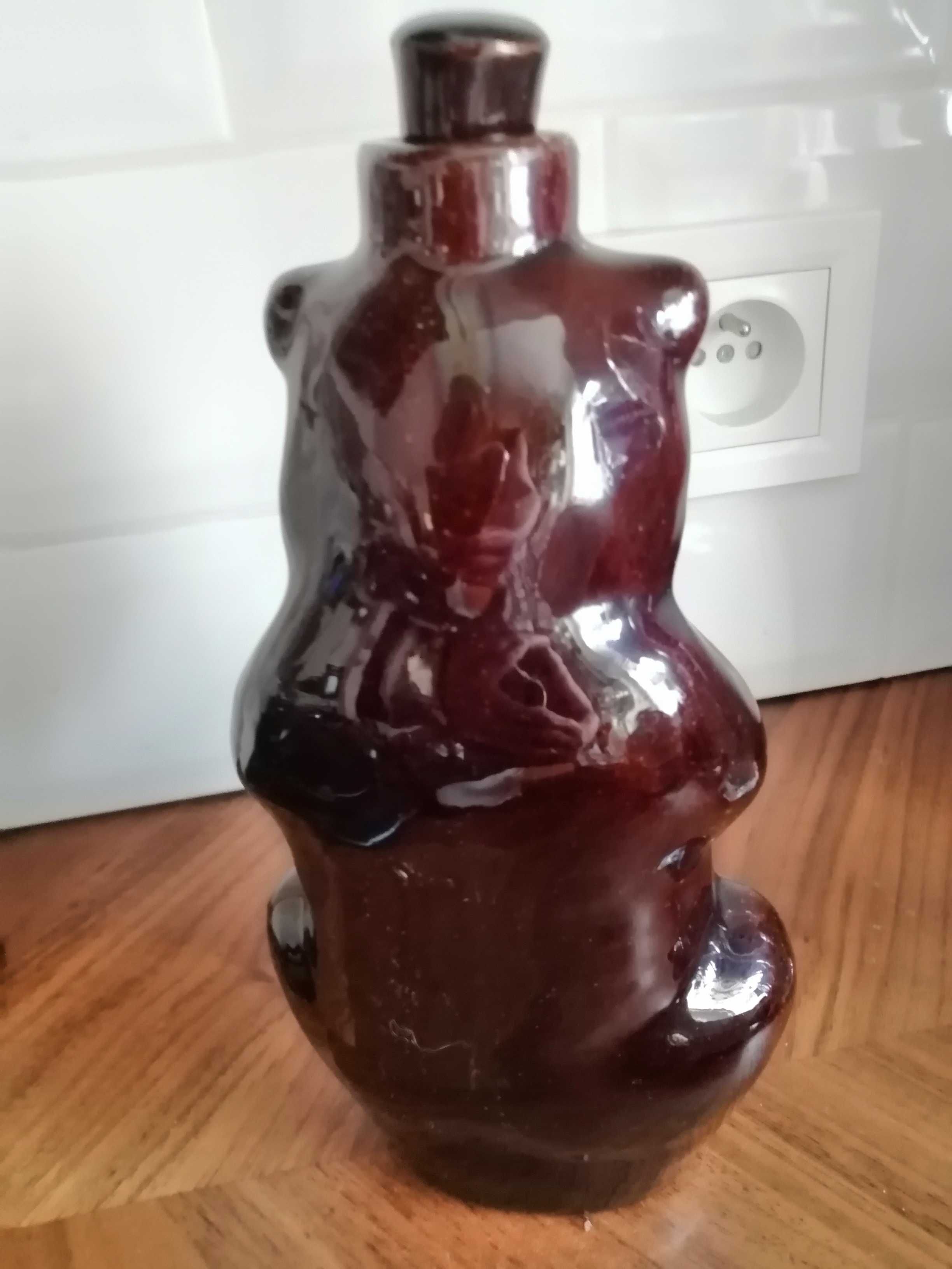 Miś  z korkiem na miód pitny, figurka ceramiczna PRL