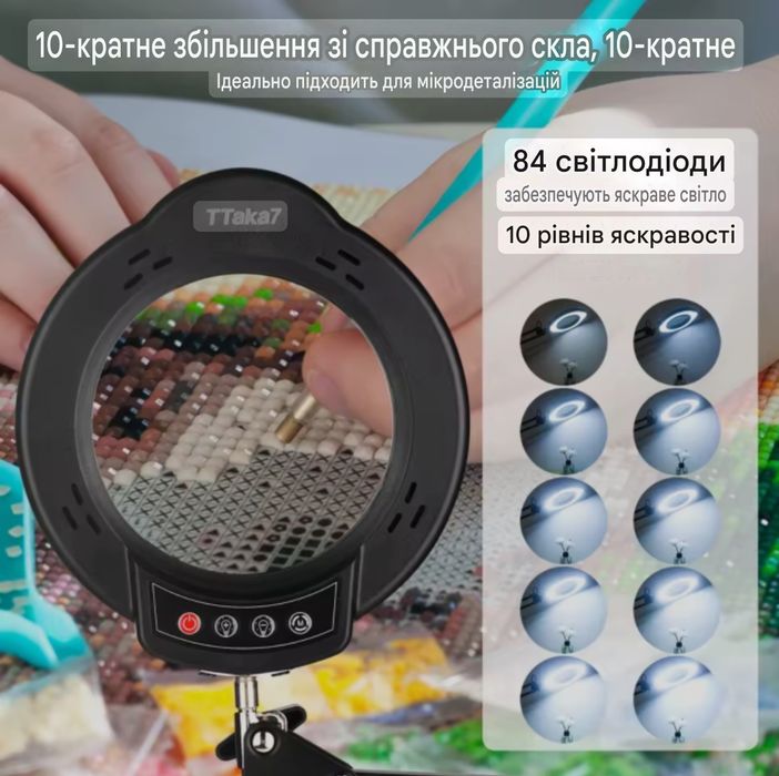 БЕЗКОШТОВНА ДОСТАВКА! Кільцеві LED лампи TTaka7 з лінзою 11см, 10X