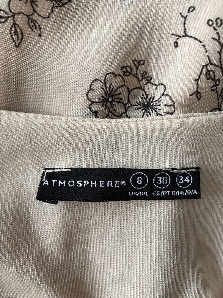 Atmosphere 36 sukienka beżowa kwiatki cienka wiosenna