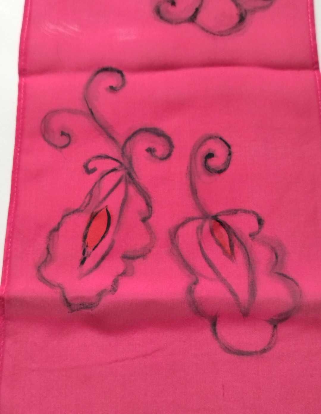 Szalik malowany ręcznie wzór 100% Jedwab Silk Soie Seide