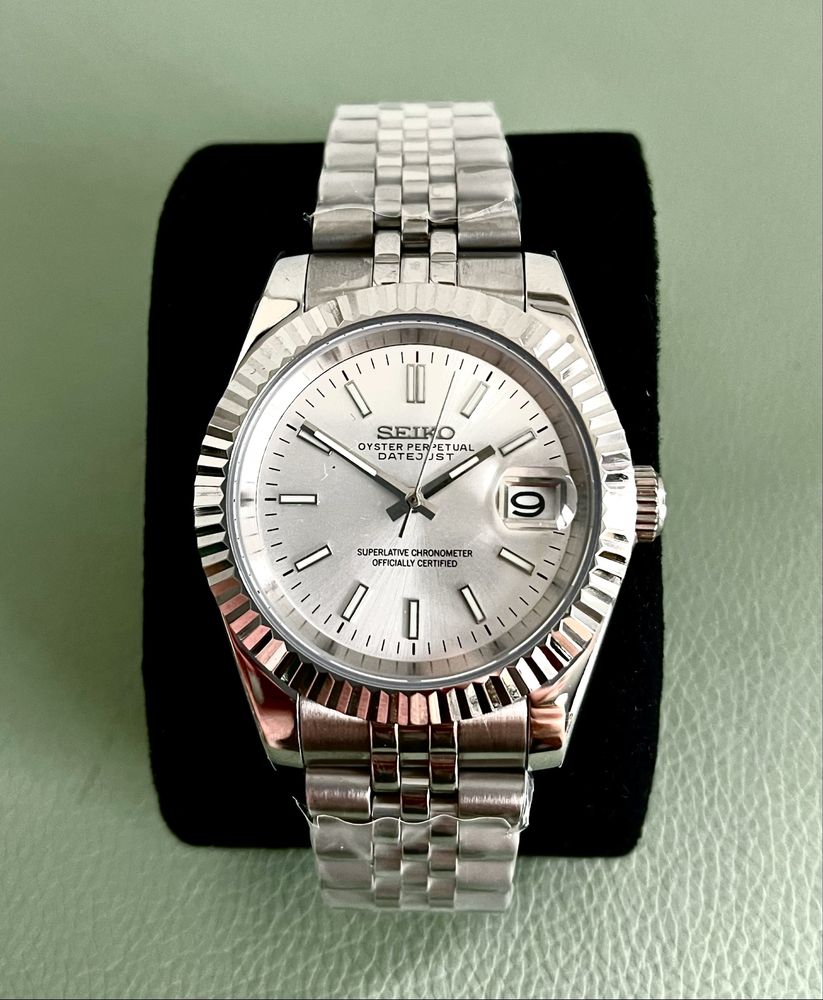 Customowy Zegarek Automatyczny Seiko Mod (Datejust Srebrny)