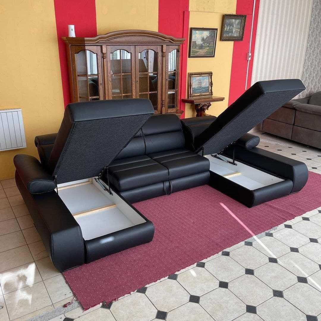 Кожаный угловой диван раскладной диван