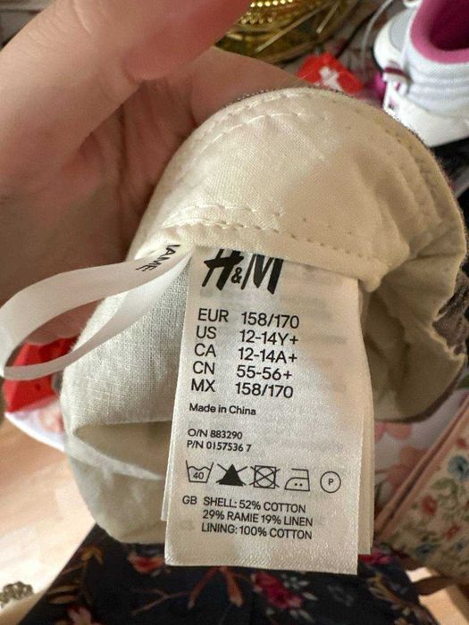 czapka h&m kwiatem zdobiona vintage z daszkiem beret beretka len ramia