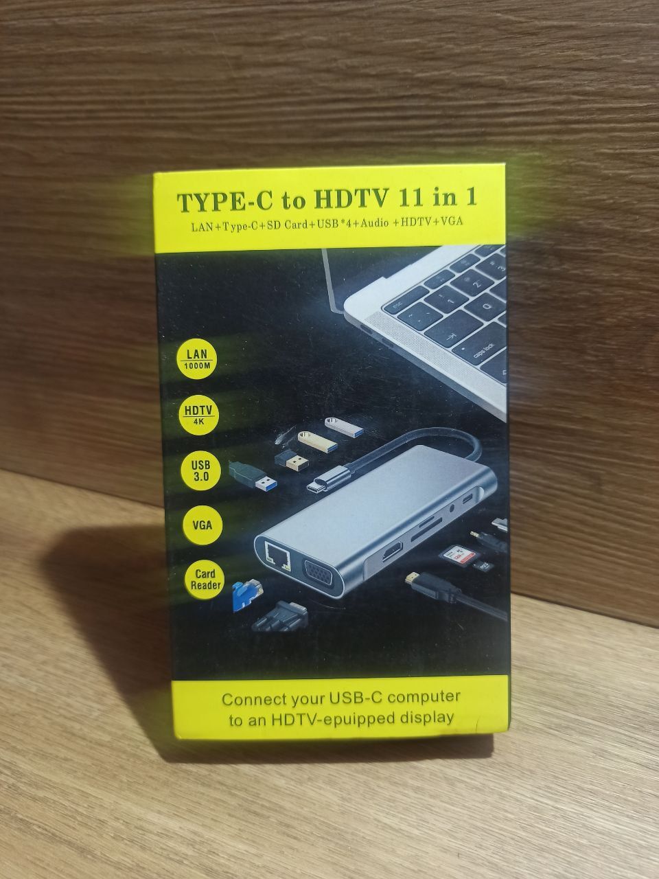 Type-C хаб для ноутбука 11 в 1 - 4хUSB3,0 + Type-C + HDMI + VGA + Rj45