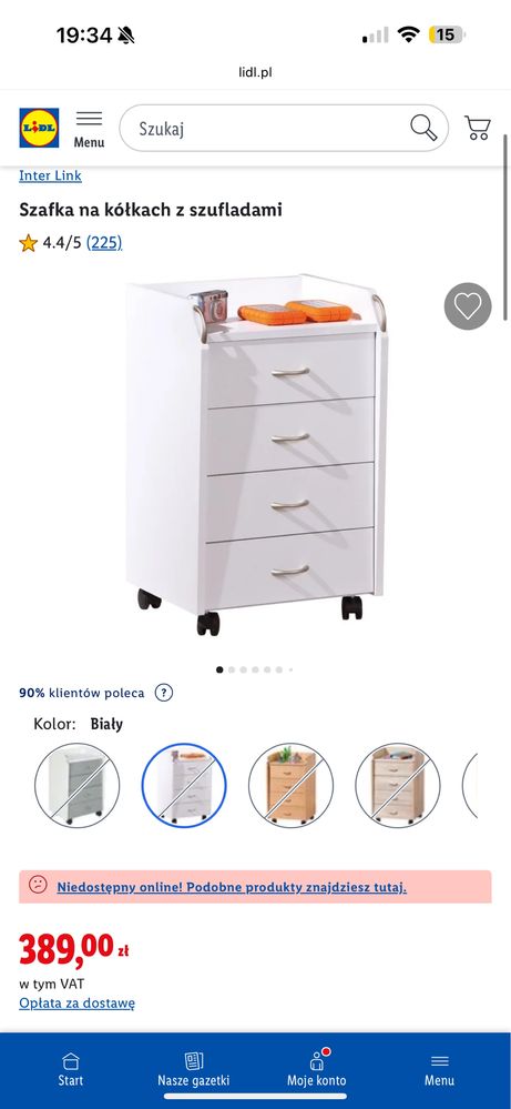 Szafka na kolkach z szufladami pomocnik kosmetyczny