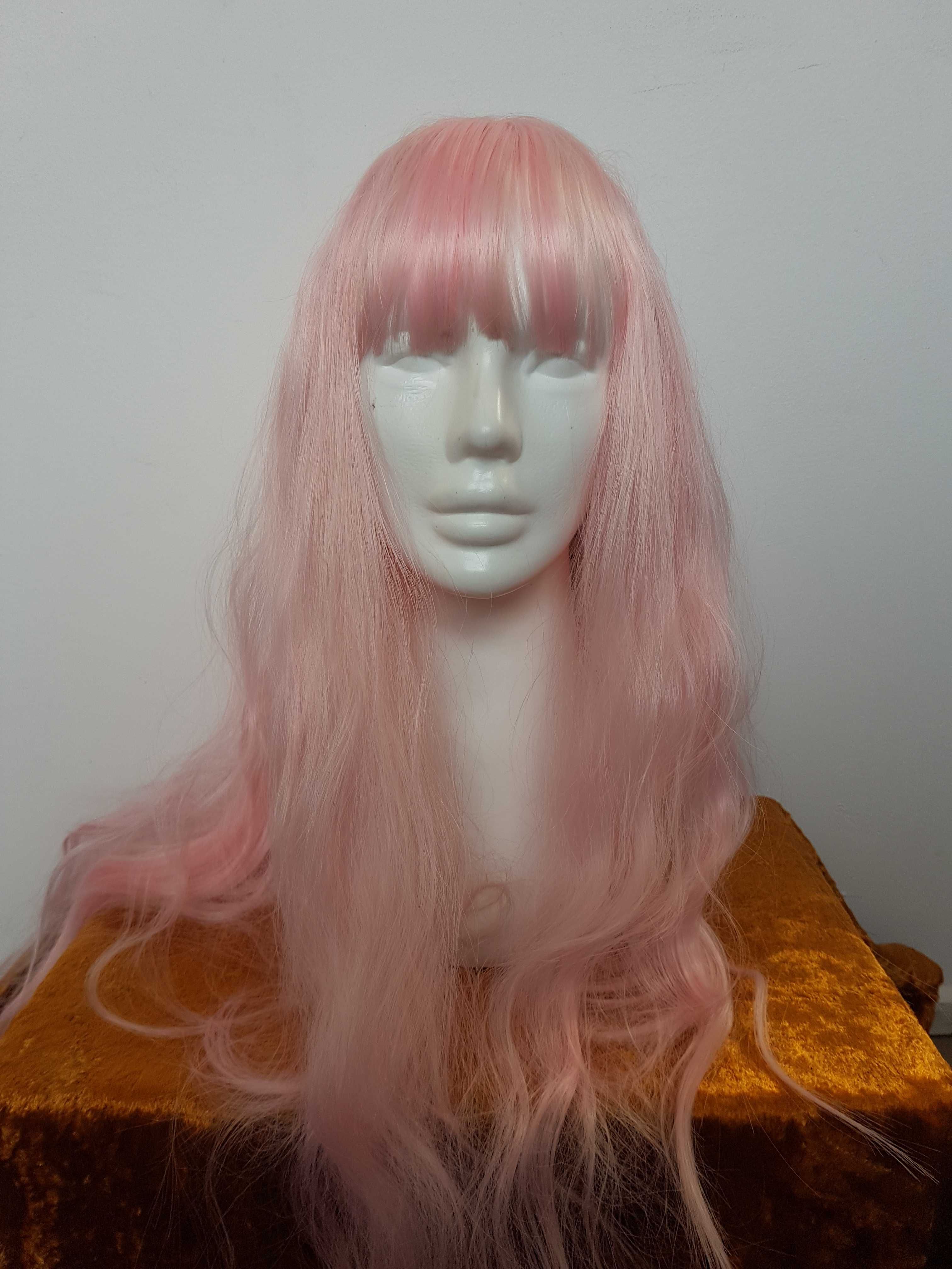 Długie różowe włosy peruka A2410