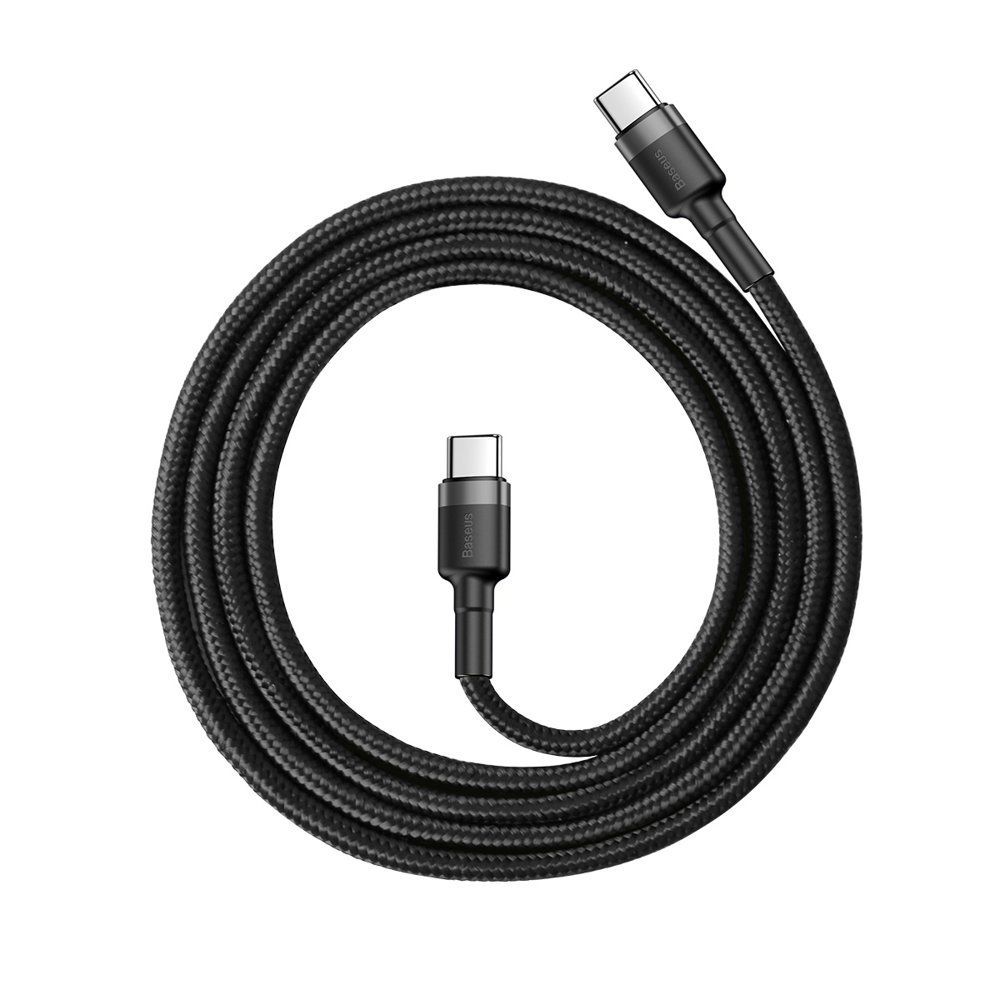 Kabel Nylonowy Baseus Cafule 60W 2X USB-C PD czarny/szary, Baseus