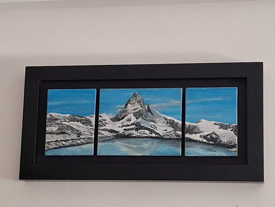 Quadro a óleo "Monte Gelado" com boa moldura de madeira